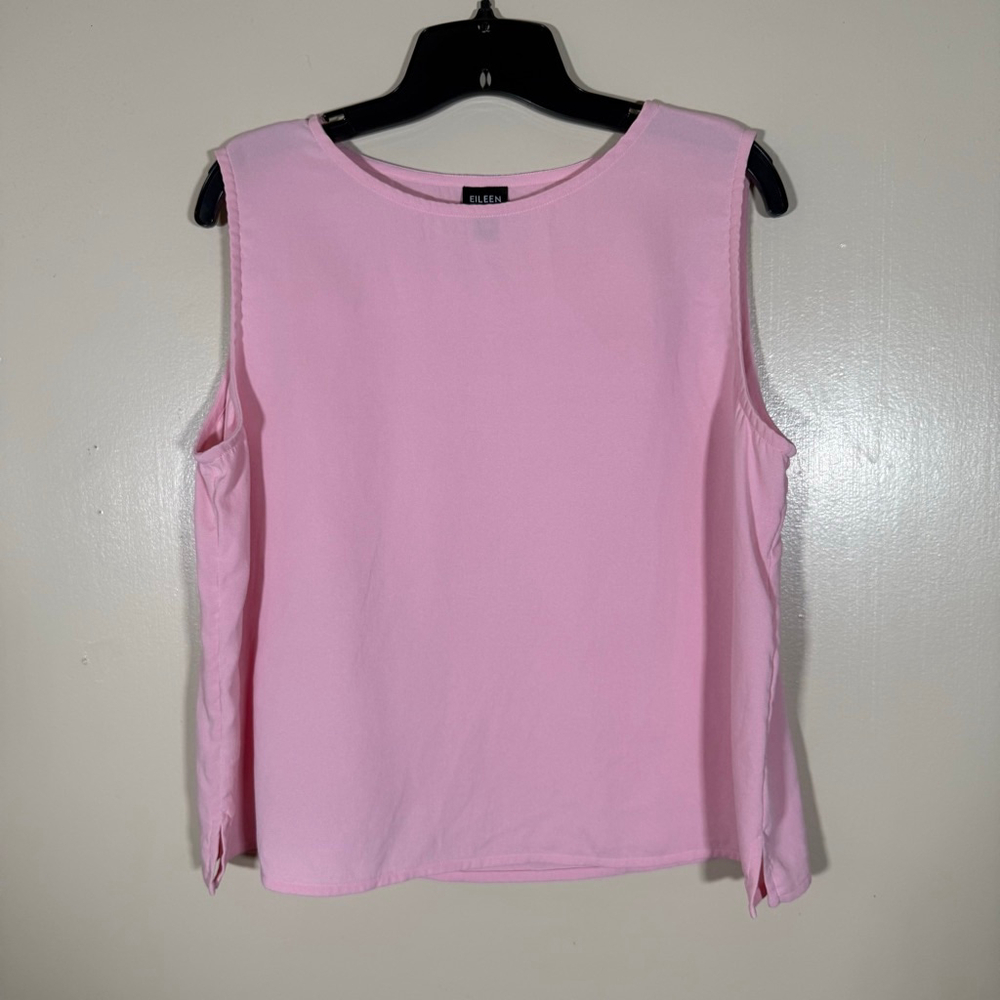 Eileen Fisher Pink Silk Boxy Sleeveless Tank Top Large